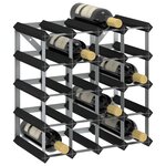 vidaXL Casier à bouteilles pour 20 bouteilles Noir Bois de pin solide