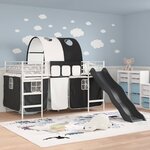 vidaXL Lit mezzanine pour enfants Blanc et Noir 99 5 x 200 cm Métал