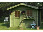 Abri jardin bois "Sologne" - Modèle imprégné (vert) - 8.88 m² - 2.98 x 2.98 x 2.39 m - 28 mm