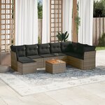 vidaXL Salon de jardin 9 Pièces avec coussins gris résine tressée