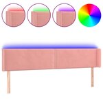vidaXL Tête de lit à LED Rose 163x16x78/88 cm Velours