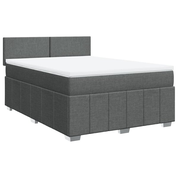 vidaXL Sommier à lattes de lit avec matelas Gris foncé 160x200cm Tissu