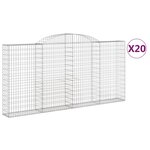vidaXL Paniers à gabions arqués 20 Pièces 300x30x140/160 cm fer galvanisé