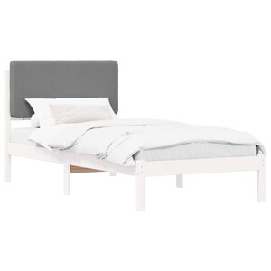 vidaXL Cadre de lit avec tête de lit rembourrée Gris clair 90 x 200 cm