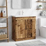 vidaXL Armoire sous évier de salle de bain Bois ancien