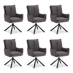 Lot 6 chaises oeuf modernes anthracite tissu