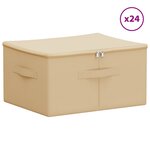 vidaXL Boîte de rangement 24 Pièces Crème 43 x 34 x 23 cm Tissu intissé