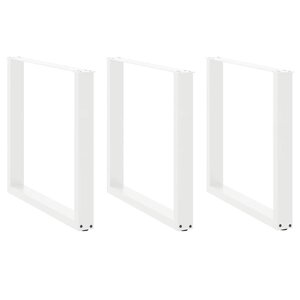 vidaXL Pieds de table à manger en U 3 pièces Blanc 90 x (72-73) cm Acier