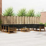vidaXL Ensemble de canapés d'extérieur 11 Pièces Naturel et Noir
