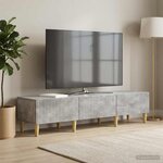 vidaXL Meuble TV Gris béton 147 x 34 5 x 30 cm Bois d'ingénierie