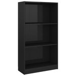 vidaXL Bibliothèque 3 niveaux Noir brillant 60x24x109 cm Bois
