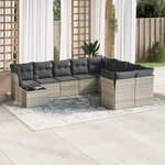 vidaXL Salon de jardin avec coussins 10 Pièces gris clair résine tressée