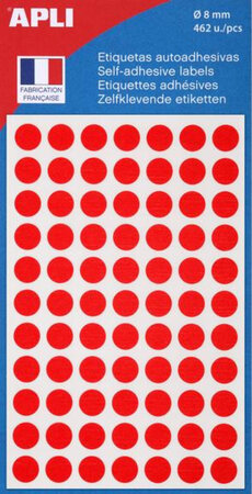 Pochette 462 Étiquettes Rouge Ø 8