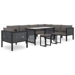 vidaXL Canapé central sectionnel et coussin Résine tressée Anthracite