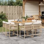 vidaXL Ensemble à manger de jardin et coussins 9 Pièces beige Poly rotin