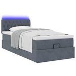 vidaXL Cadre de lit ottoman et matelas gris foncé 90x200 cm velours