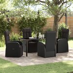 vidaXL Ensemble de salle à manger de jardin 5 pièces avec coussins Noir Rattan Poly