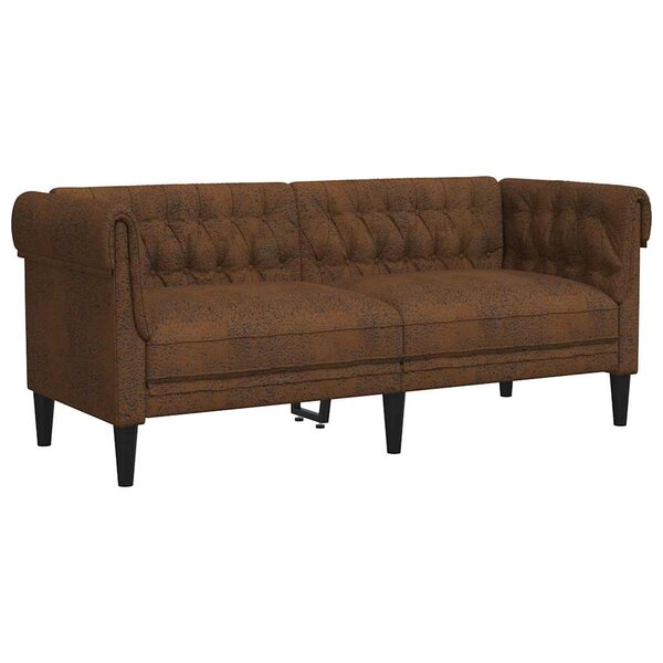 vidaXL Canapé Chesterfield 2 places marron tissu