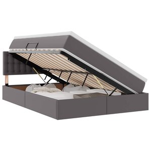 vidaXL Lit avec rangement et LED Gris 140 x 190 cm Cuir synthétique