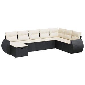 vidaXL Salon de jardin 8 Pièces avec coussins noir résine tressée