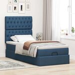 vidaXL Lit ottoman avec matelas bleu 100x200 cm tissu