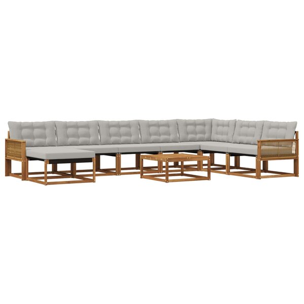 vidaXL Ensemble de canapés d'extérieur 9 Pièces Naturel et gris clair