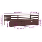 vidaXL Cadre de lit avec tiroirs et armoire Marron foncé Pin 90x200 cm