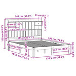 vidaXL Lit bibliothèque sans matelas 135x190 cm bois de pin massif