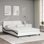 vidaXL Lit avec matelas Dover blanc et noir 140x200 cm similicuir