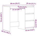 vidaXL Bureau Noir 90x45x76 cm Bois d’ingénierie