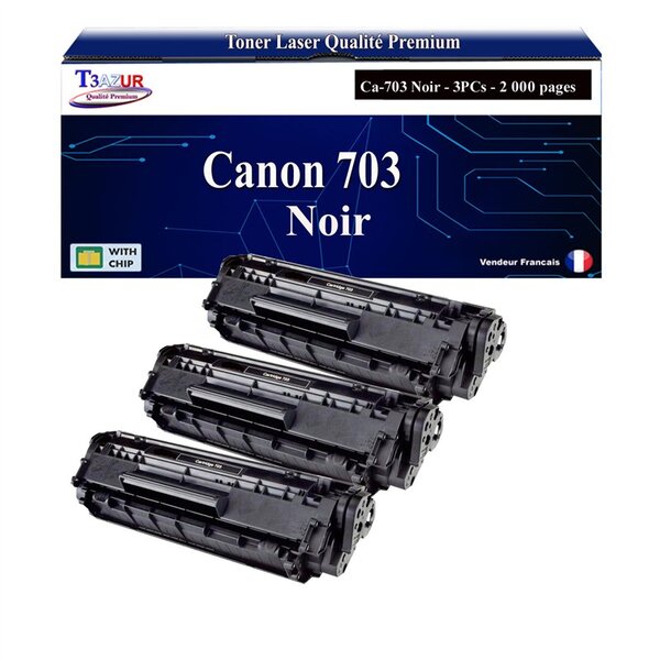 T3AZUR - 3x Toners compatibles avec Canon FX10 / FX9 / 703 pour Canon MF-4130  MF-4140  MF-4150  MF-4200  MF-4270 Noir - 2 000p
