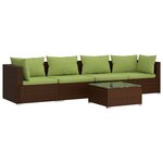 vidaXL Salon de jardin 5 Pièces avec coussins résine tressée marron