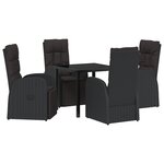vidaXL Ensemble de 5 Pièces de Salle à Manger de Jardin avec Coussins Noir Poly Rattan
