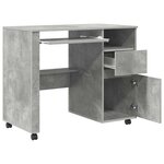 vidaXL Bureau avec roulettes avec tiroir Chêne Béton 91 x 50 x 77 cm