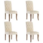 vidaXL Chaises à manger lot de 4 beige tissu à l'aspect de lin
