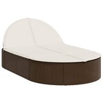 vidaXL Chaise longue double avec coussins marron résine tressée