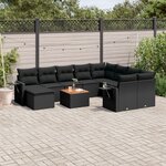 vidaXL Salon de jardin 11 Pièces avec coussins noir résine tressée
