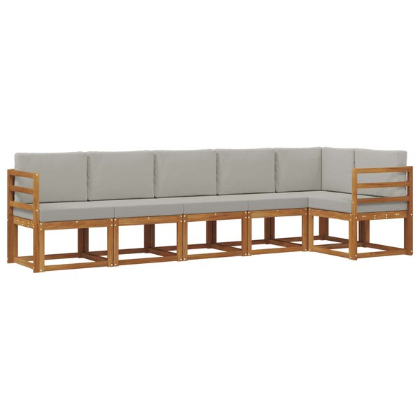 vidaXL Ensemble de canapés d'extérieur 6 pc Naturel et gris clair