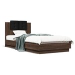 vidaXL Cadre de lit avec tête de lit chêne marron 90x200 cm