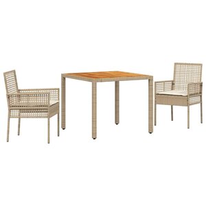 vidaXL Ensemble de salle à manger pour jardin 3 Pièces Beige Poly rotin