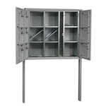 Bloc collectif Leabox  3x3  grade 3  simple face  extérieur  fixation sur pieds à sceller  gris poussière ral 7037 finition brillante