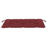 vidaXL Banc de jardin avec coussin rouge bordeaux 112 cm Teck massif