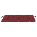 vidaXL Banc de jardin avec coussin rouge bordeaux 112 cm Teck massif