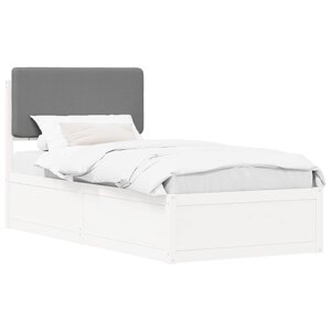 vidaXL Cadre de lit avec tête de lit rembourrée Gris clair 75 x 190 cm