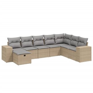vidaXL Salon de jardin avec coussins 8Pièces mélange beige résine tressée