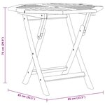 vidaXL Table pliable de jardin 85x85x76 cm Bois de teck solide