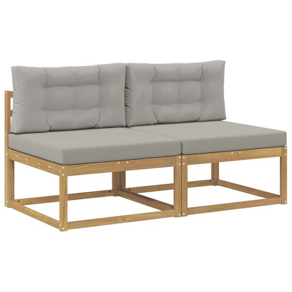 vidaXL 2 Pièce Sofa de milieu extérieur Polyester Blanc