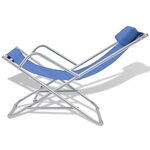 vidaXL Chaises inclinables de terrasse lot de 2 Acier Bleu