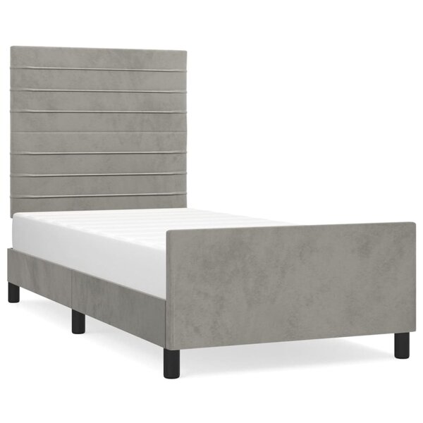 vidaXL Cadre de lit avec tête de lit Gris clair 100x200 cm Velours
