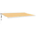 vidaXL Auvent rétractable jaune et blanc 5x3 m tissu et aluminium